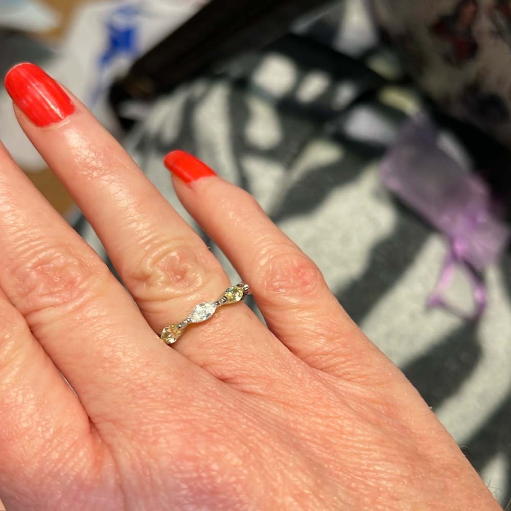 Inspired silver. 925 sterling silver, CZ,  white and yellow a ring . Size 6